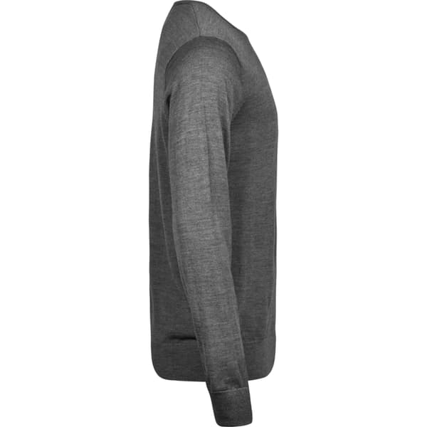 Tee Jays Herr Stickad Crew Neck Tröja L Grå Melange Grey Melange L