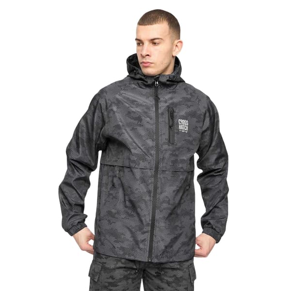 Crosshatch Herr Janscore Heltäckande Tryckt Polyester Huva Jacka Black XL