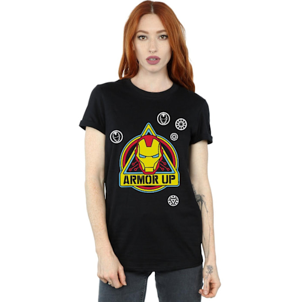 Marvel Dam/Damer Iron Man Armor Up Badge Bomull Boyfriend T Black S