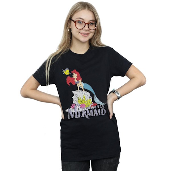 Disney Dam/Kvinnor Den Lilla Sjöjungfrun Havsvän Bomull Pojkvän T-shirt Black XL