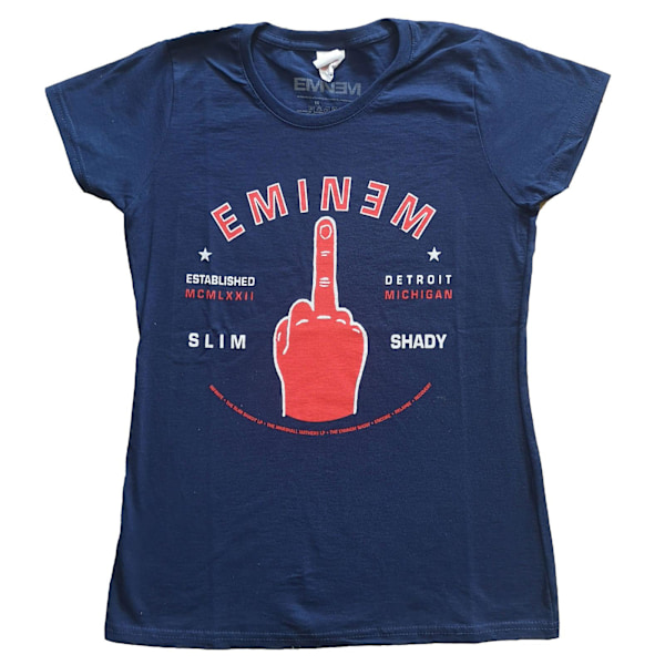 Eminem Dam/Kvinnor Detroit Finger Bomull T-shirt XS Marinblå Navy Blue XS