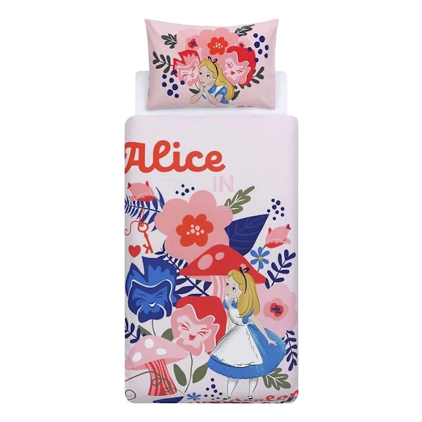 Alice i Underlandet Påslakan Set Enkelsäng Rosa/Vit/Blå Pink/White/Blue Single