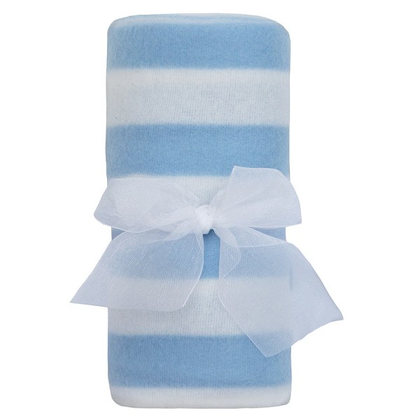 QT Baby Boys Rolled Polar Blanket One Size Blue Stripe Blue Stripe One Size