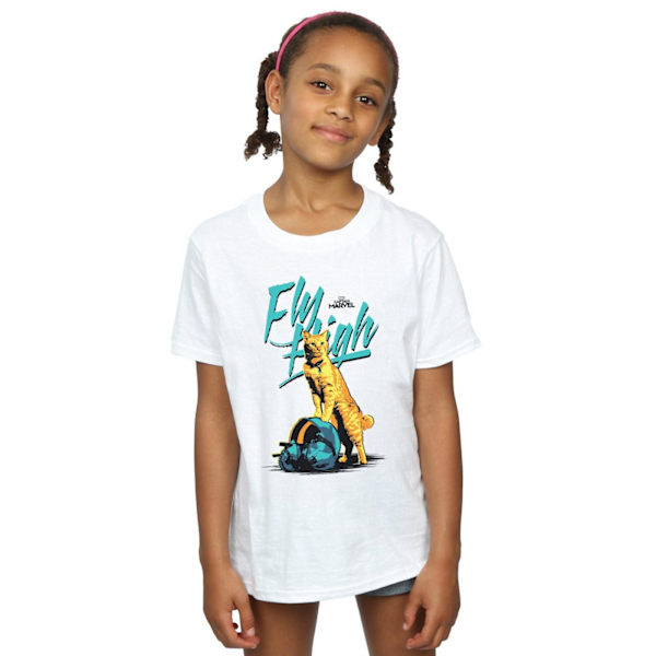 Marvel Girls Captain Marvel Fly High Bomull T-shirt 5-6 år W White 5-6 Years