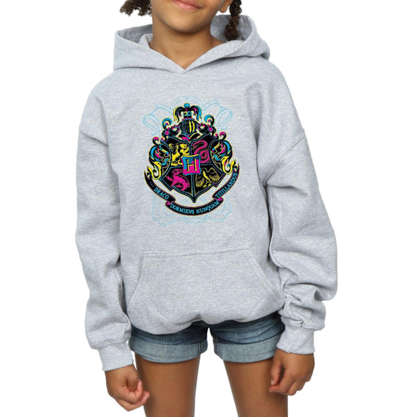 Harry Potter Girls Hogwarts Crest Bomullströja 7-8 År Sport Sports Grey 7-8 Years