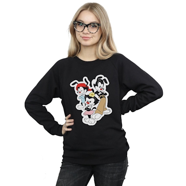 Animaniacs Dam/Kvinnor Dot Wakko Och Yakko Sweatshirt L Svart Black L