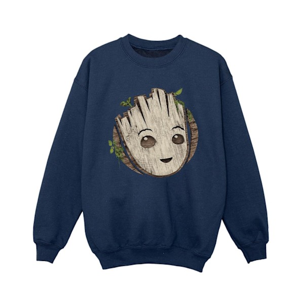 Marvel Boys I Am Groot Trähuvud Sweatshirt 9-11 år Marinblå B Navy Blue 9-11 Years