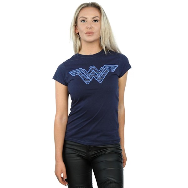 DC Comics Dam/Kvinnor Wonder Woman Mönster Fyll Logotyp Bomull T-shirt Navy Blue XL