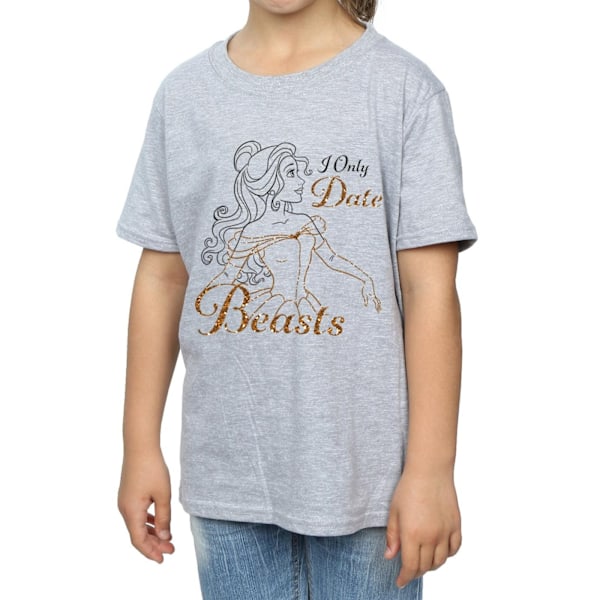 Disney Princess Girls Belle I Only Date Beasts Bomull T-shirt 7 Sports Grey 7-8 Years