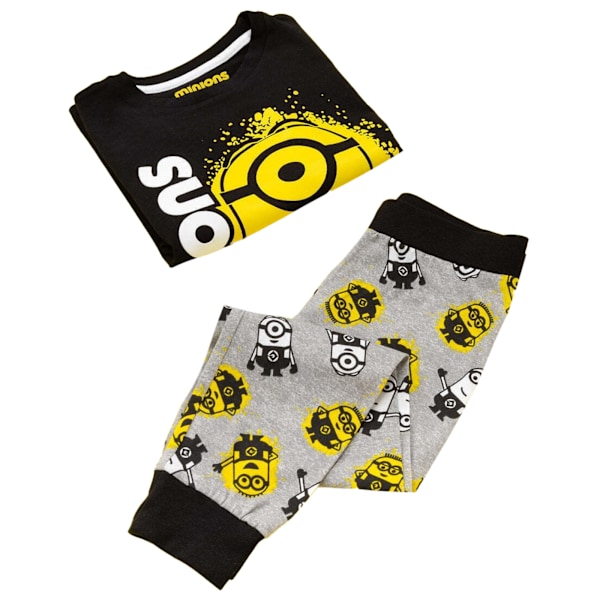 Minions Pojkar Lång Pyjamas Set 7-8 År Svart/Grå/Gul Black/Grey/Yellow 7-8 Years