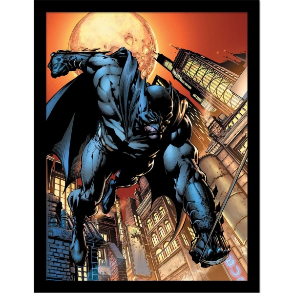 Batman Swinging Comic Cover Print 40cm x 30cm Orange/Svart Orange/Black 40cm x 30cm