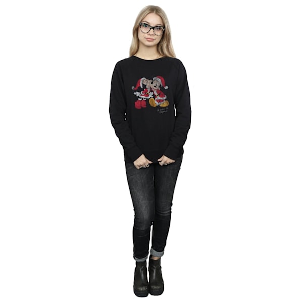 Disney Dam/Damer Mickey Och Minnie Jul Kyss Sweatshirt Black XXL