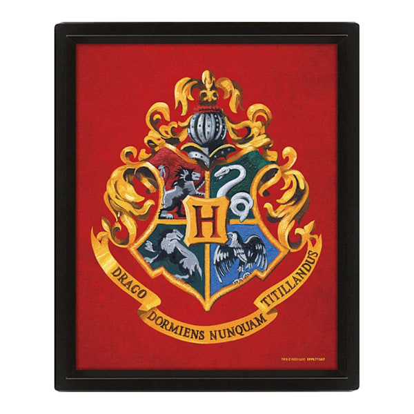 Harry Potter Gryffindor 3D Inramad Bild 25cm x 20cm Röd Red 25cm x 20cm
