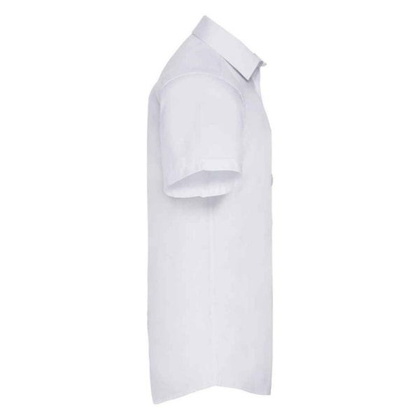 Russell Collection Herrmönstrad kortärmad formell skjorta för män White 19in