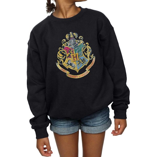 Harry Potter T-shirt för flickor Hogwarts Houses i bomull 3-4 år Black 3-4 Years