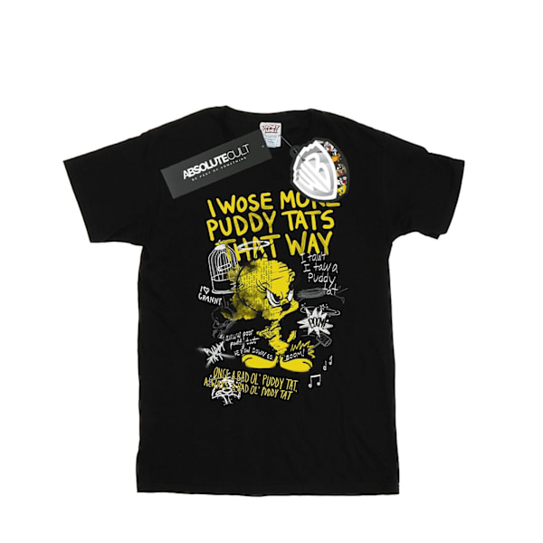 Looney Tunes Dam/Damer Tweety Pie More Puddy Tats Bomull Pojkvän T-shirt Black XL