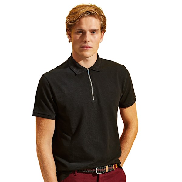 Asquith & Fox Herr Zip Polo Shirt S Svart Black S