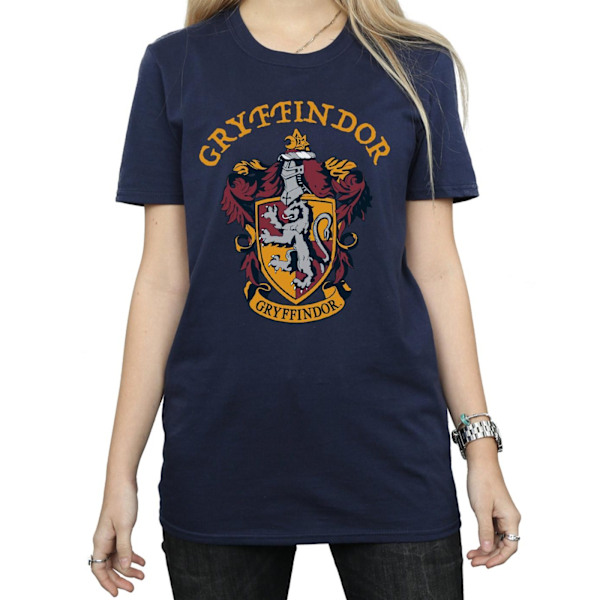 Harry Potter Dam/Kvinnor Gryffindor Bomull Boyfriend T-Shirt Navy Blue XXL