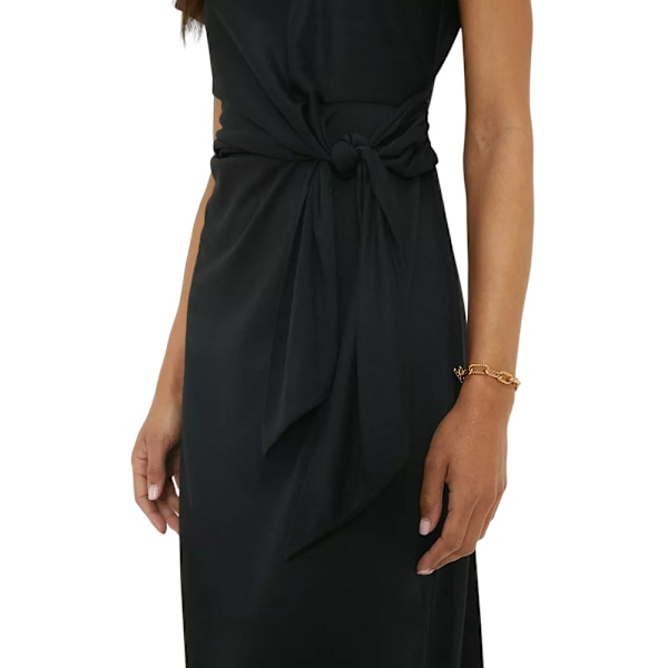 Dorothy Perkins Dam/Kvinnor Tie Detalj Kortärmad Midi Klänning Black 14 UK