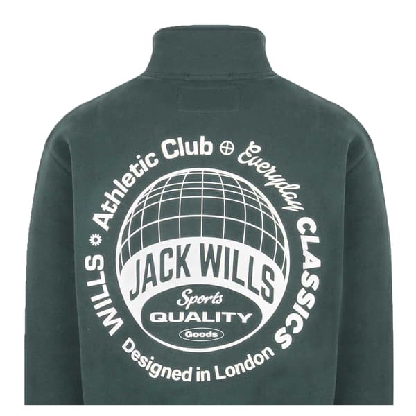 Jack Wills Herr Quarter Zip Långärmad Atletisk Tröja L Pine L