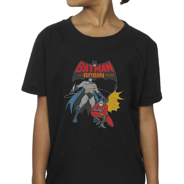 DC Comics Girls Batman And Robin Bomull T-shirt 12-13 År Svart Black 12-13 Years