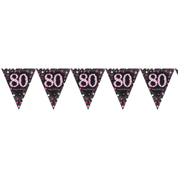 Amscan Sparkling Pink Celebration 80th Birthday Bunting One Siz Black/Pink One Size