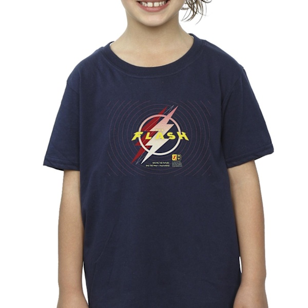 DC Comics Girls The Flash Lightning Logo Bomull T-shirt 7-8 år Navy Blue 7-8 Years