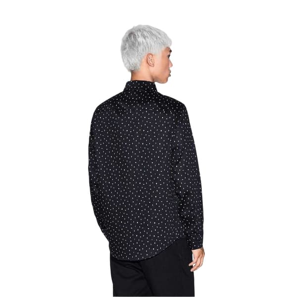 Armani Exchange Herr Polka Dot Långärmad Skjorta S Svart Black S