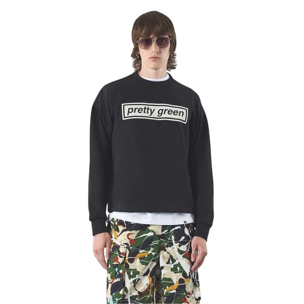 Pretty Green Herr Box Logo Bomullströja M Svart Black M