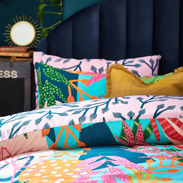 Furn Coralina Palm Leaf Påslakanset Enkelsäng Flerfärgad Multicoloured Single