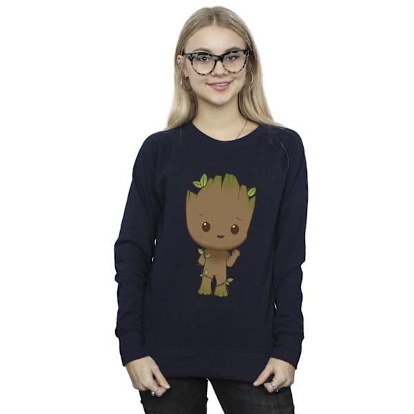 Marvel Dam/Kvinnor Jag Är Groot Chibi Våg Pose Sweatshirt S Na Navy Blue S