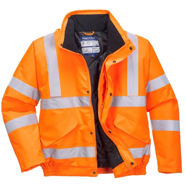 Portwest Mens Hi-Vis Safety Bomber Jacket S Orange Orange S