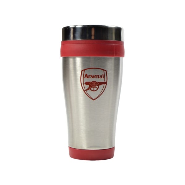 Arsenal FC Executive Metallic Travel Handleless Mugg One Size Si Silver/Red One Size
