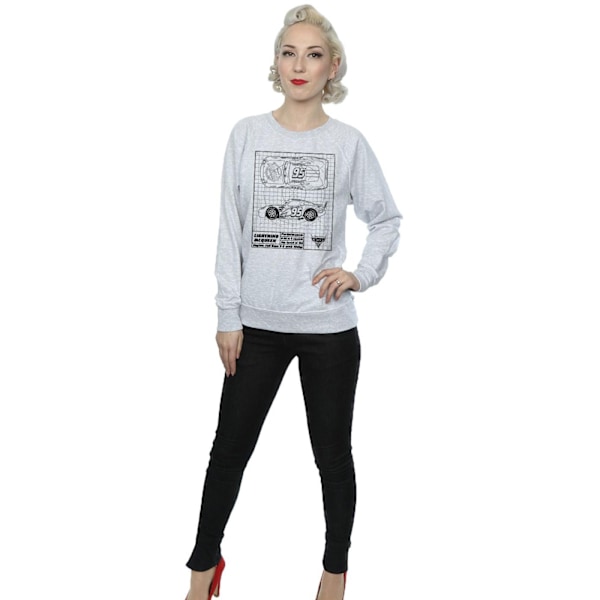 Disney Dam/Damer Bilar Blixten McQueen Ritning Sweatshirt Heather Grey XL