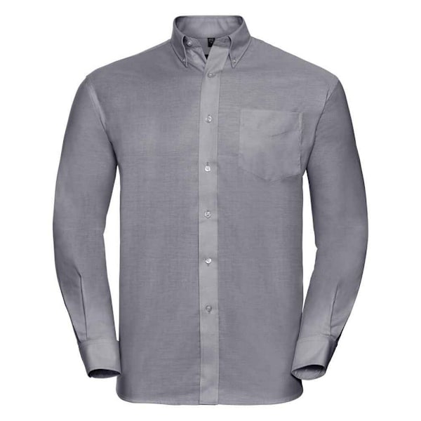 Russell Collection Herr Oxford Easy-Care Långärmad formell skjorta Silver 17in