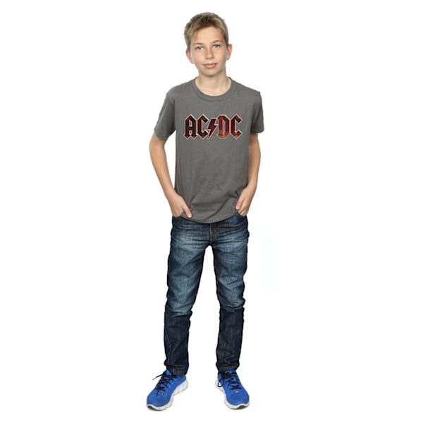 AC/DC Pojkar Logotyp Raw Distressed T-Shirt 7-8 År Kolgrå Charcoal 7-8 Years