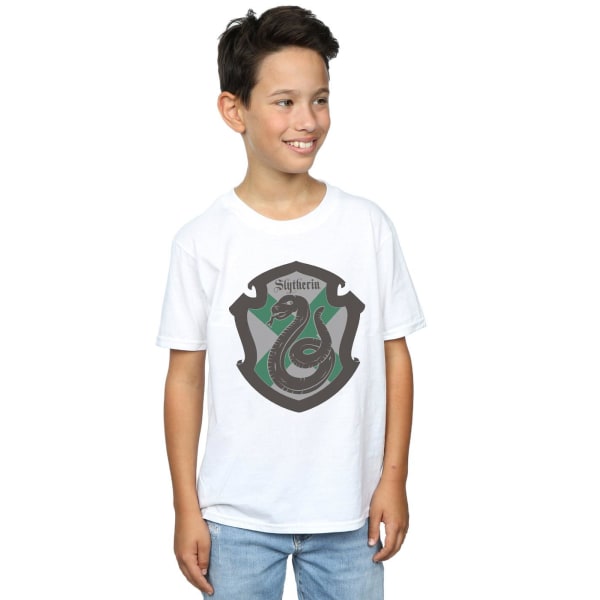 Harry Potter Boys Slytherin Crest Flat T-Shirt 7-8 år Vit White 7-8 Years