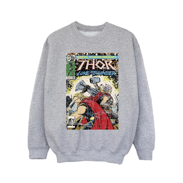 Marvel Girls Thor Love And Thunder Vintage Poster Sweatshirt 5- Sports Grey 5-6 Years