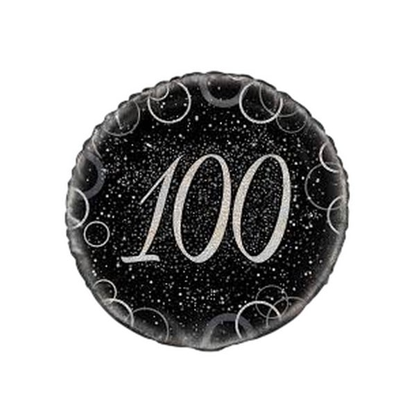 Unique Party Prismatisk 100-årsdag Folieballong One Size Bla Black/Silver One Size