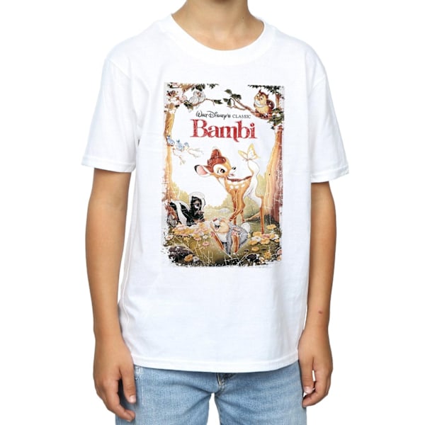 Disney Boys Bambi Retro Poster T-Shirt 5-6 år Vit White 5-6 Years