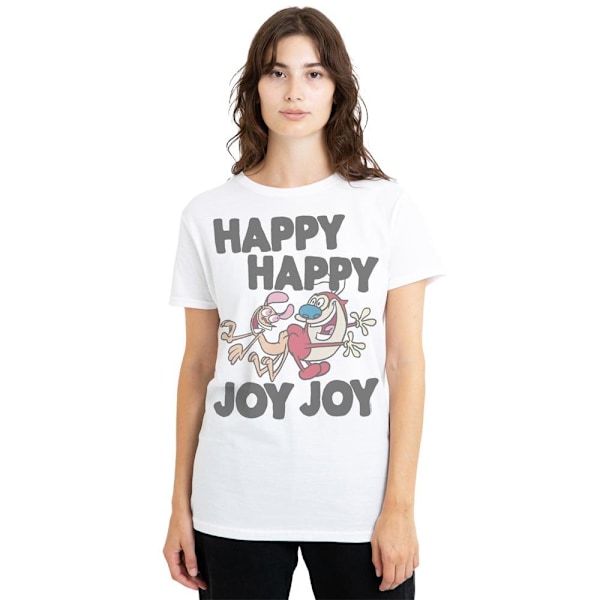 Ren & Stimpy Unisex Vuxen Happy Happy Joy Joy T-Shirt L Vit White L