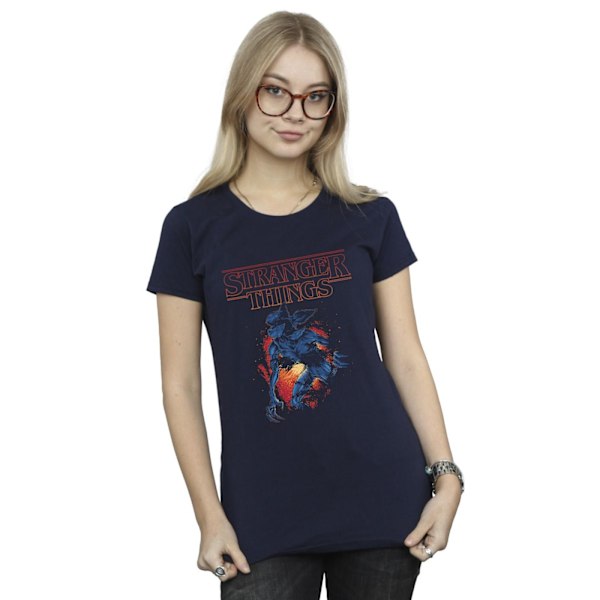 Netflix Dam/Kvinnor Stranger Things Demo Cave Bomull T-shirt Navy Blue XL