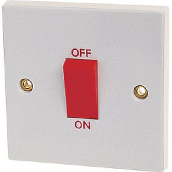 Dencon 45A Dubbelpolig Switch till BS3676 One Size Vit/Röd White/Red One Size