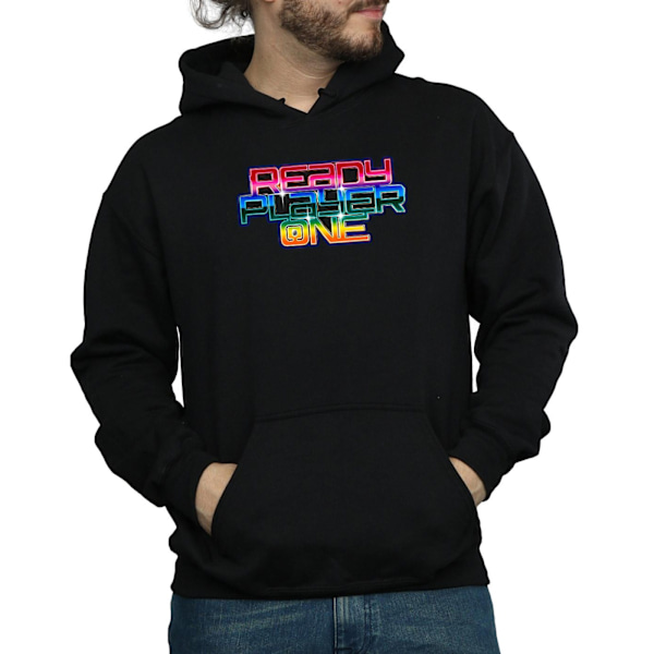 Ready Player One Herr Regnbågslogga Hoodie L Svart Black L