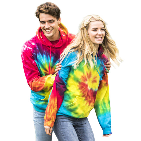 Colortone Unisex Regnbåge Tie Dye Pullover Hoodie L Regnbåge Rainbow L