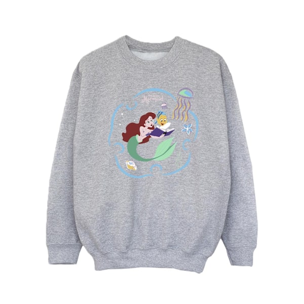 Disney Girls The Little Mermaid Läser En Bok Sweatshirt 7-8 År Sports Grey 7-8 Years