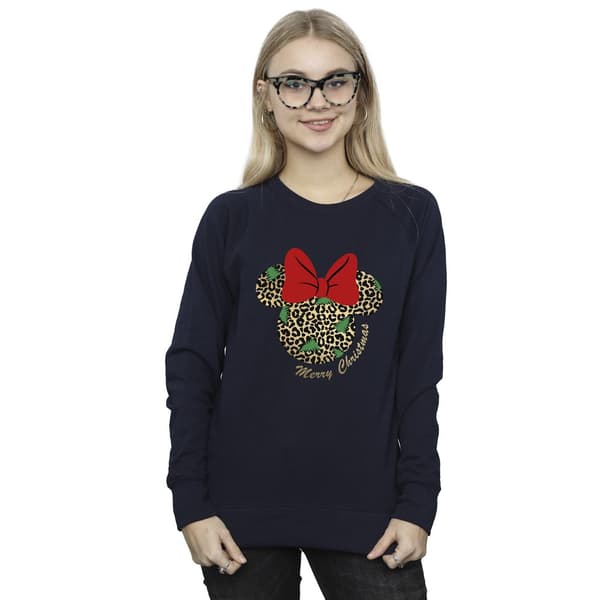 Disney Dam/Dam Minnie Mouse Leopard Jultröja Navy Blue M
