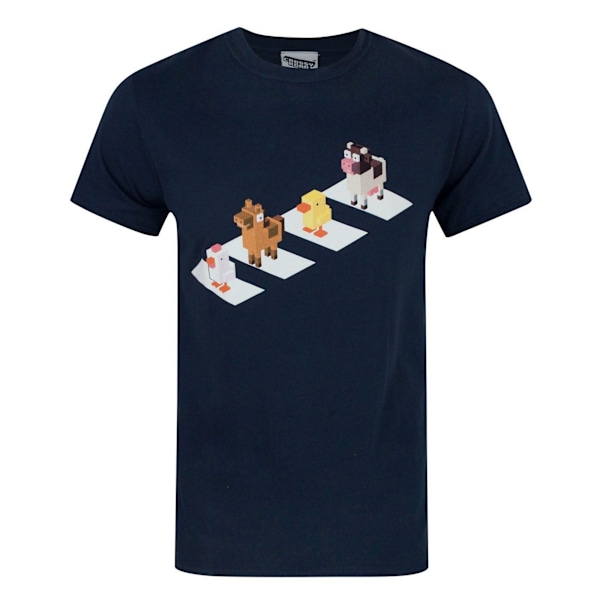 Crossy Road Officiella Karaktärer Crossing T-shirt för Män, Liten, Marinblå Navy Small