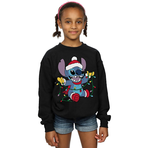 Disney Girls Lilo And Stitch Julbelysning Sweatshirt 7-8 År Black 7-8 Years