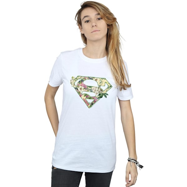 DC Comics Dam/Kvinnor Supergirl Blommig Sköld Bomull Pojkvän White XL